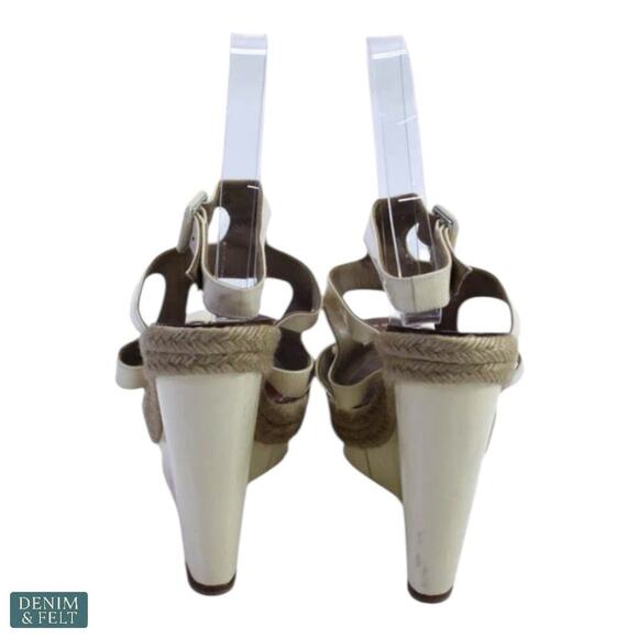 Christian Louboutin Beige Patent Espadrille Wedge Sandals Red Sole Size 39 - Picture 3 of 13